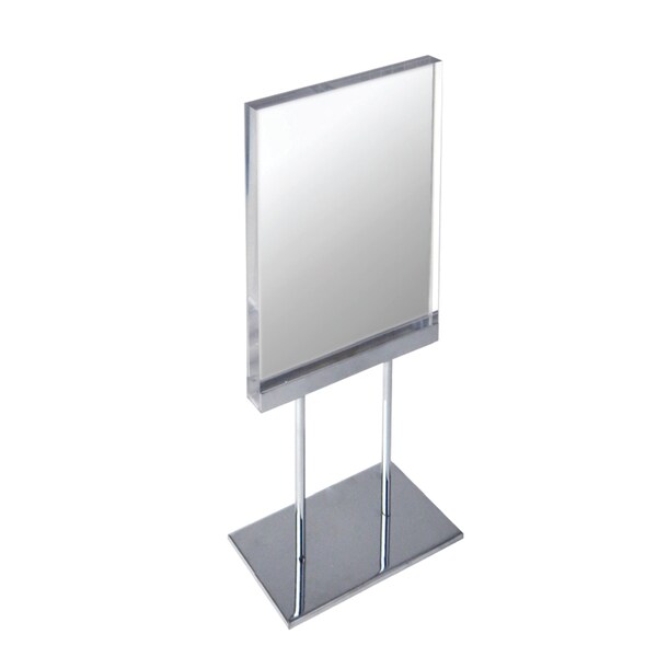 Acrylic Block Counter Sign Holder on Chrome Stand 8.5"W x 19" H